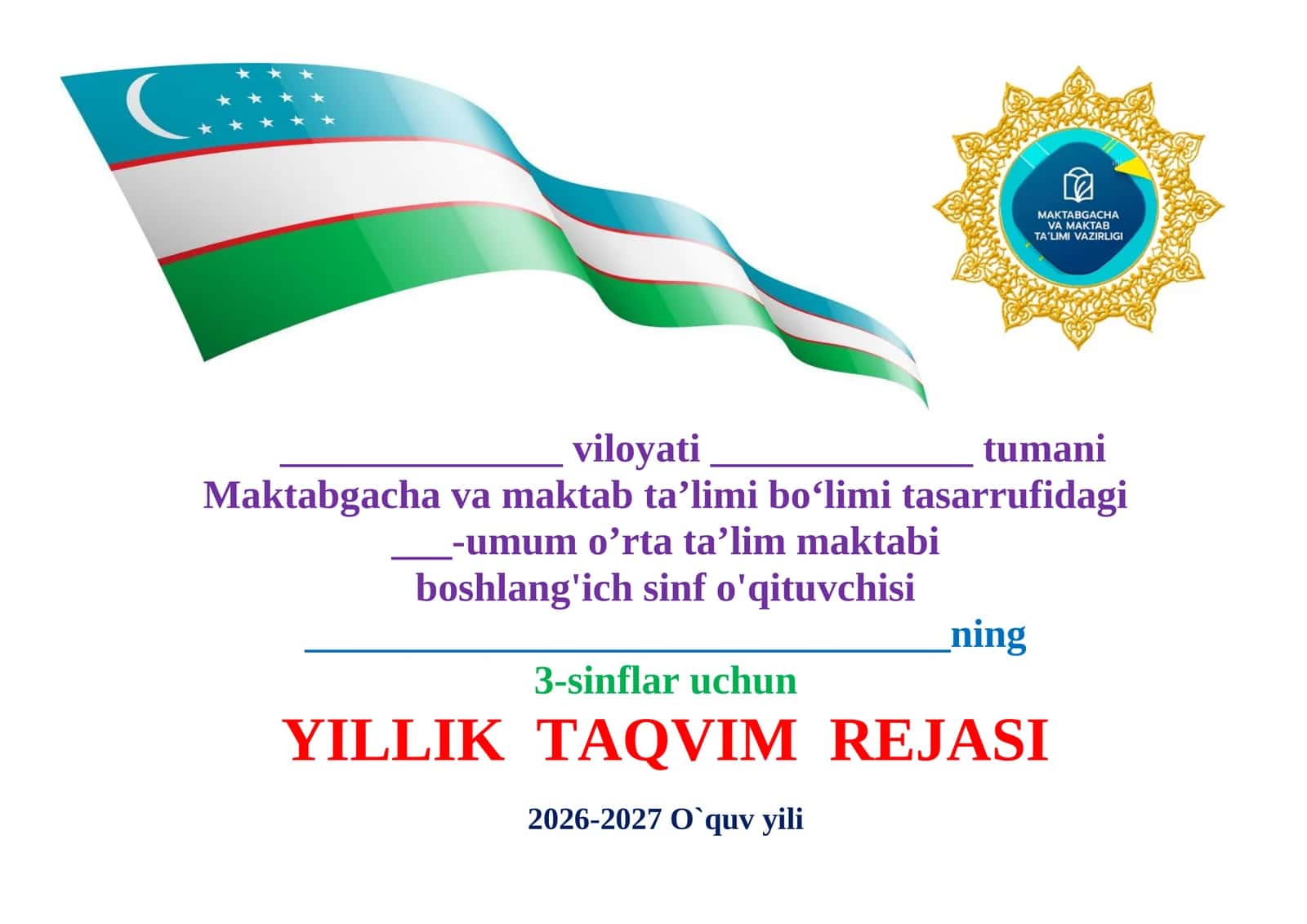 YILLIK TAQVIM REJASI 2026-2027 1