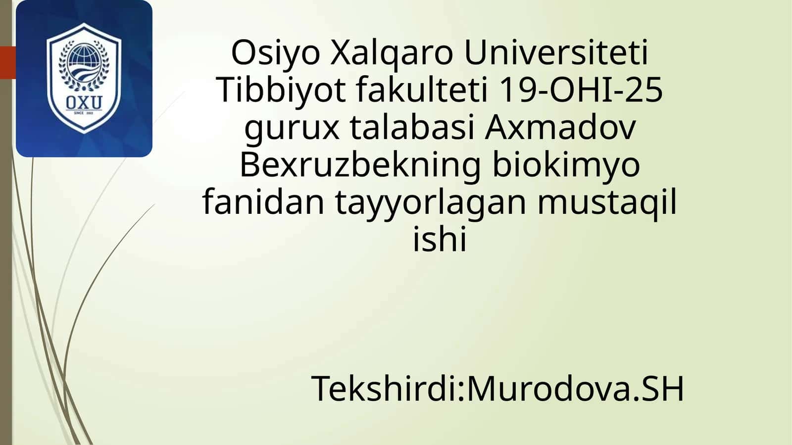 Glukoza tashuvchilarining tuzilishi, spesifligi, klinik ahamiyati 1