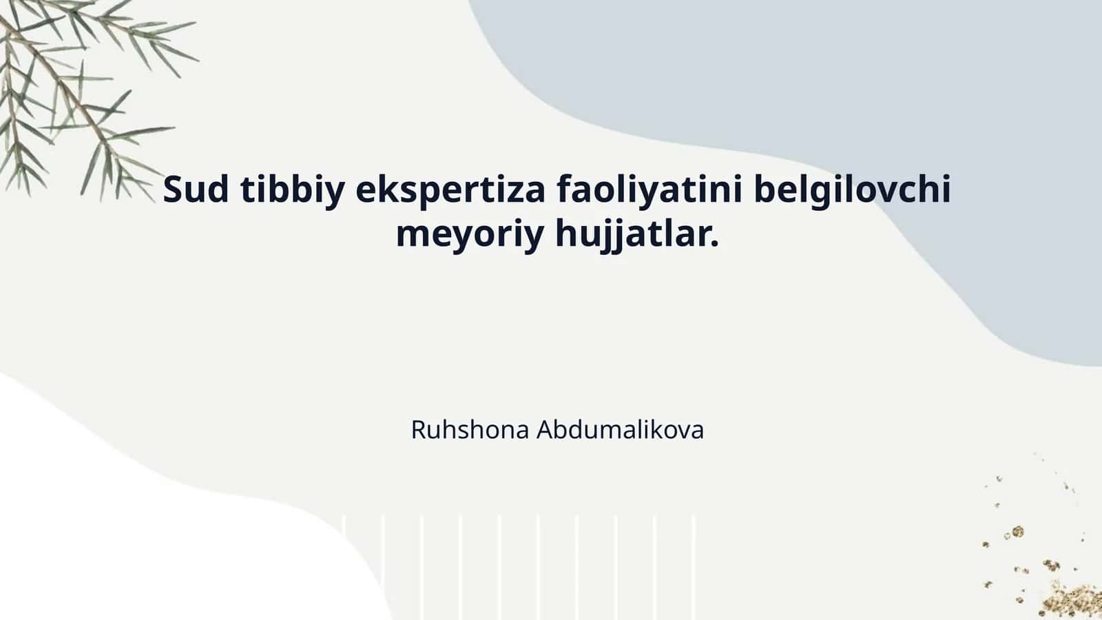 Sud tibbiy ekspertiza faoliyatini belgilovchi meyoriy hujjatlar. 1
