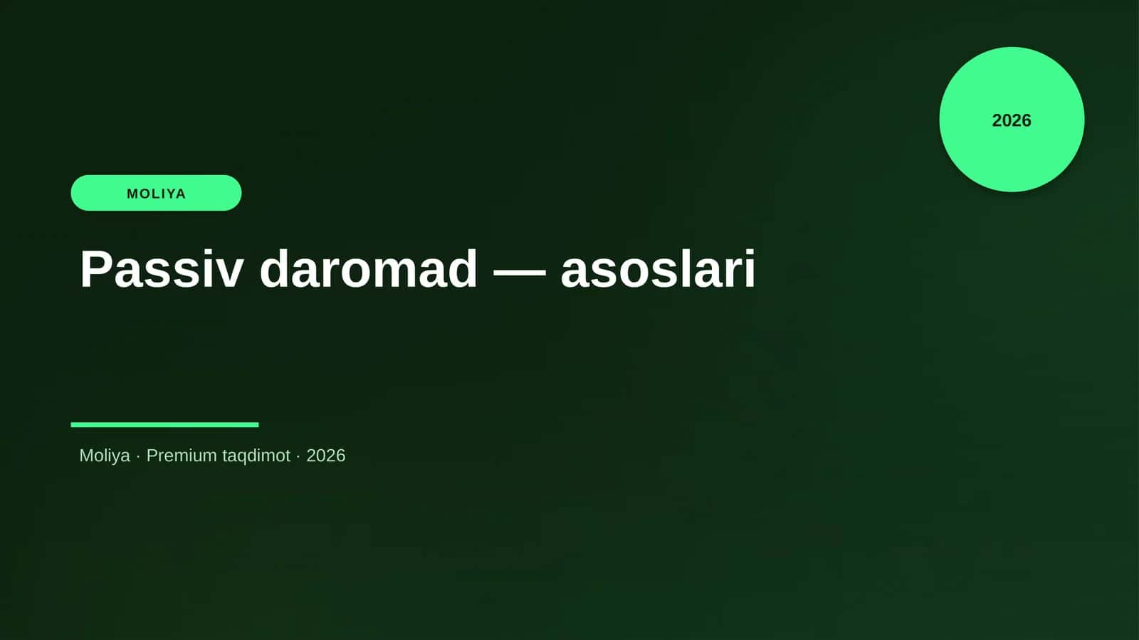 Passiv daromad — asoslari 1