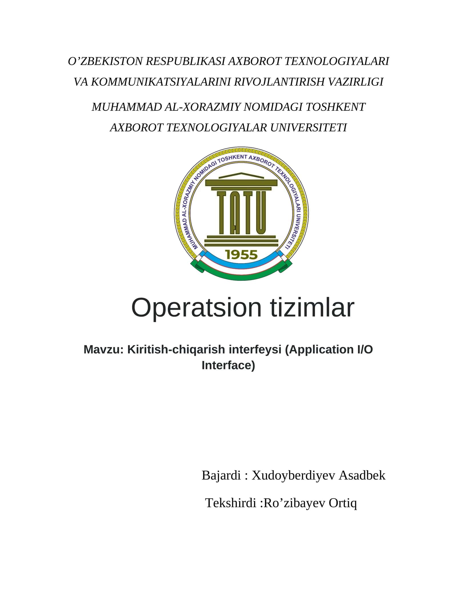 Kiritish-chiqarish interfeysi 1