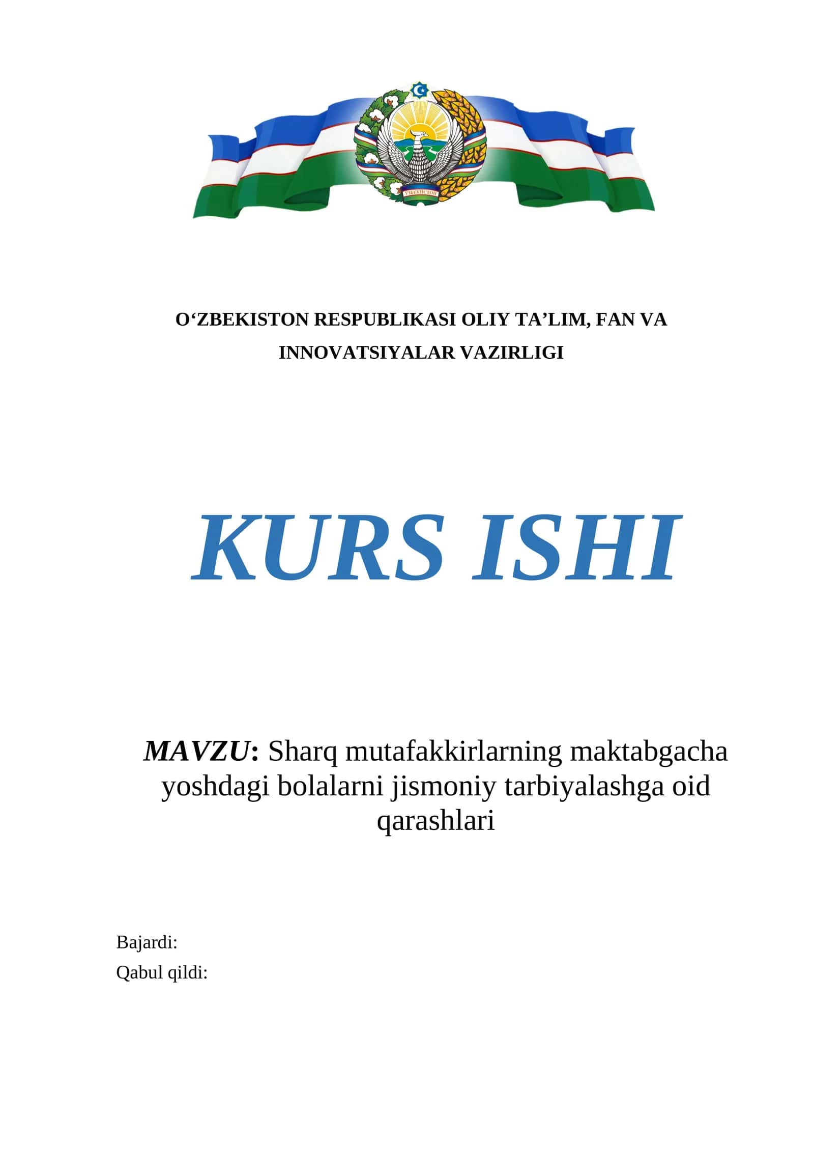 Sharq mutafakkirlarning maktabgacha yoshdagi bolalarni jismoniy tarbiyalashga oid qarashlari 1
