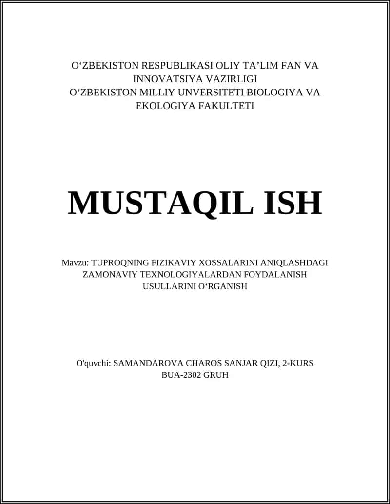 Tuproqning Fizikaviy Xossalari 1