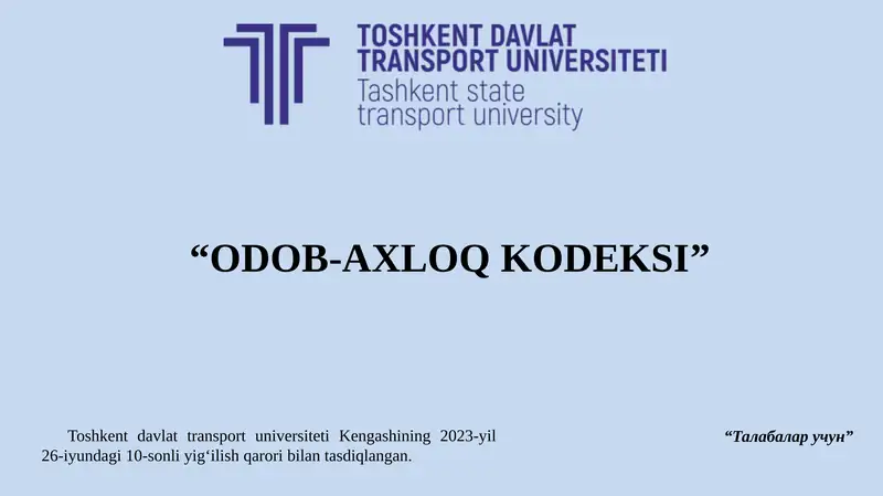ODOB-AXLOQ KODEKSI 1