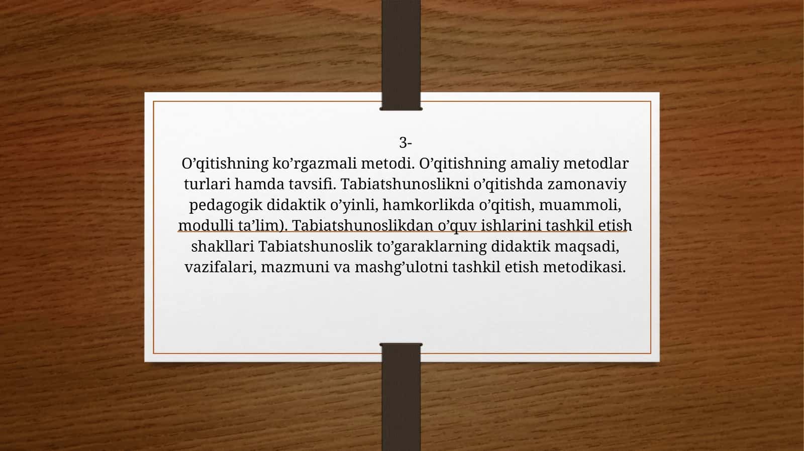 O’qitishning ko’rgazmali metodi. O’qitishning amaliy metodlar turlari hamda tavsifi 1