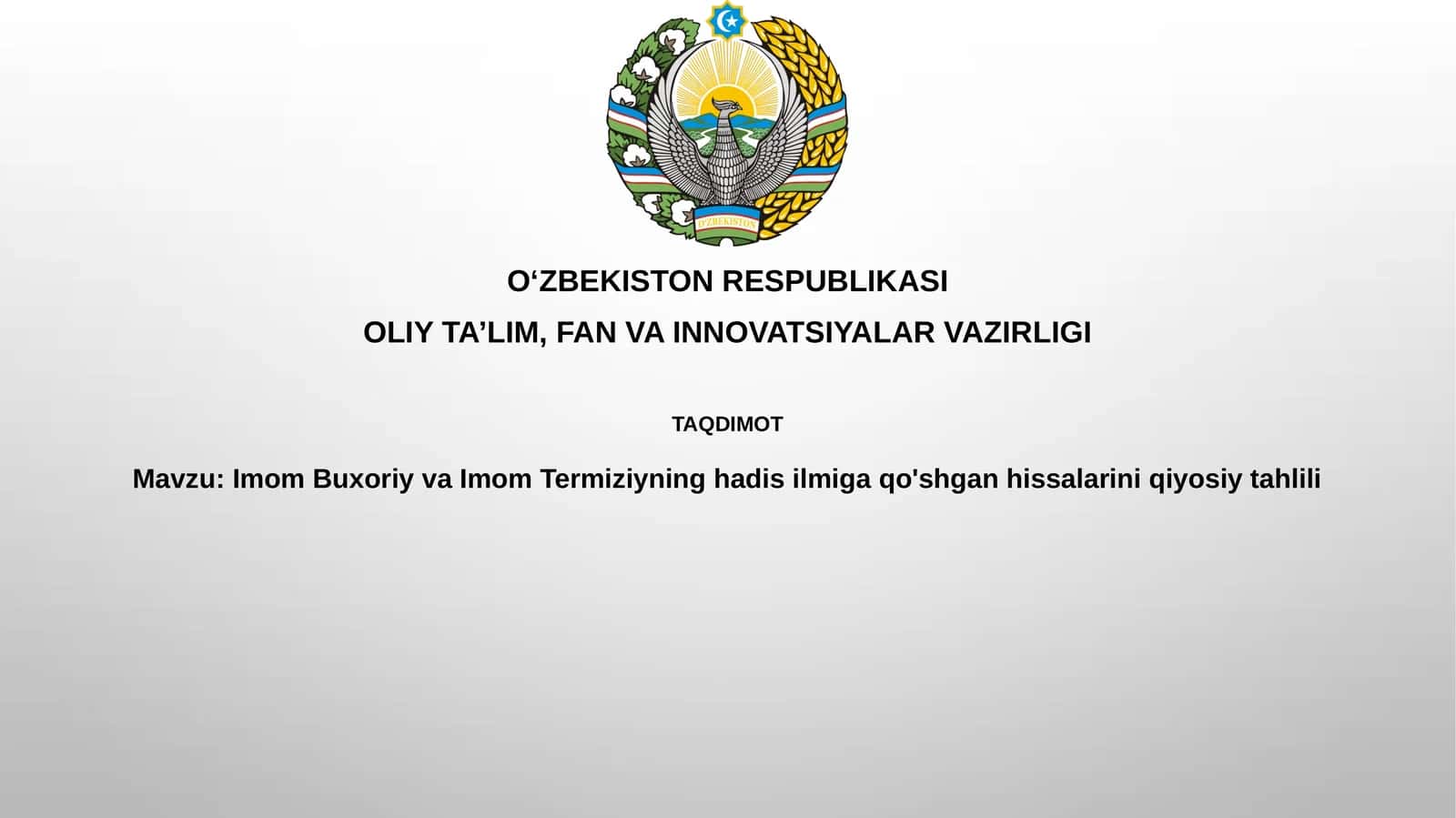 Imom Buxoriy va Imom Termiziyning hadis ilmiga qo'shgan hissasini qiyosiy tahlili 1