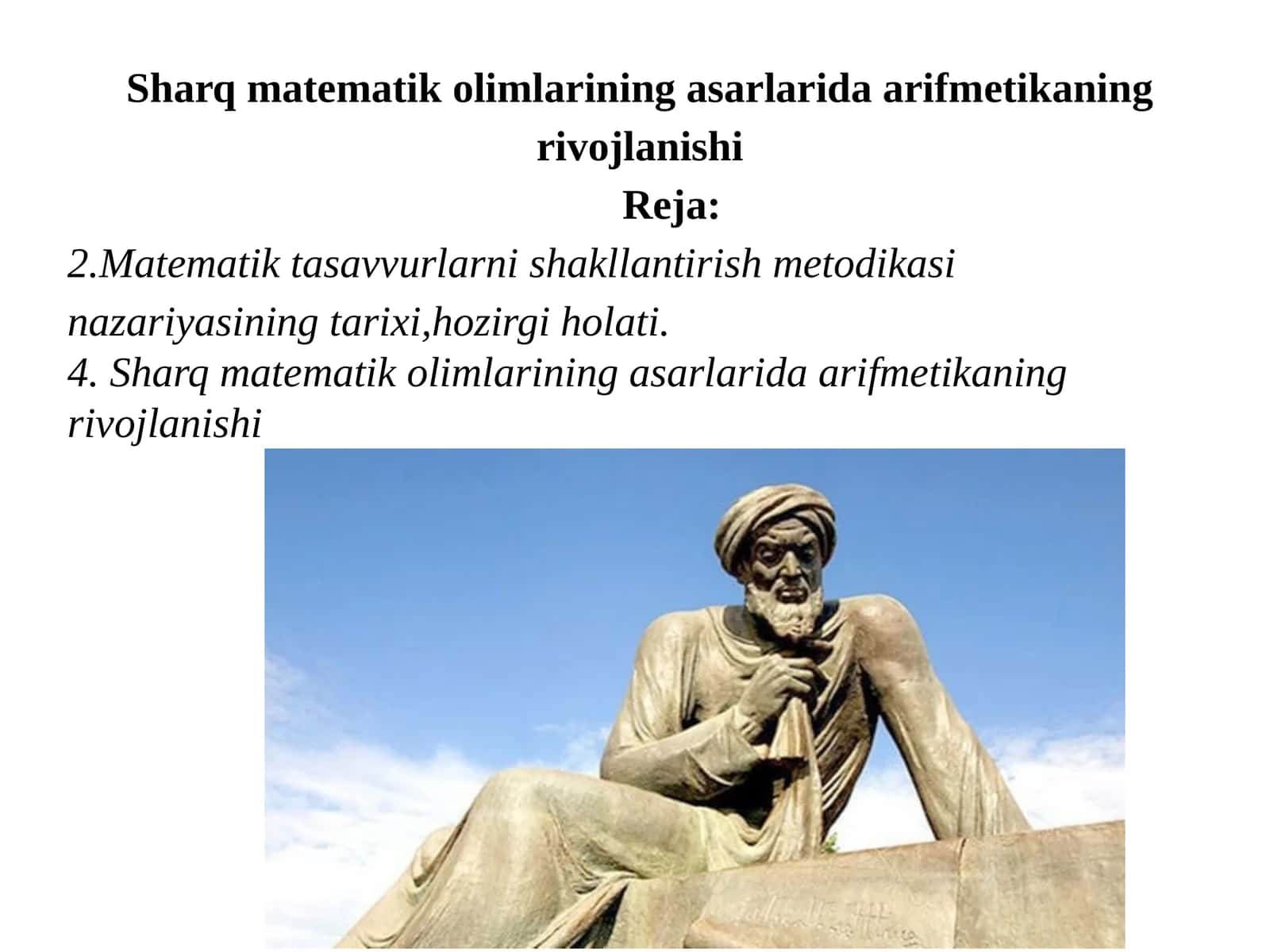 Matematiktasavvurlarni shakllantirish metodikasi 1