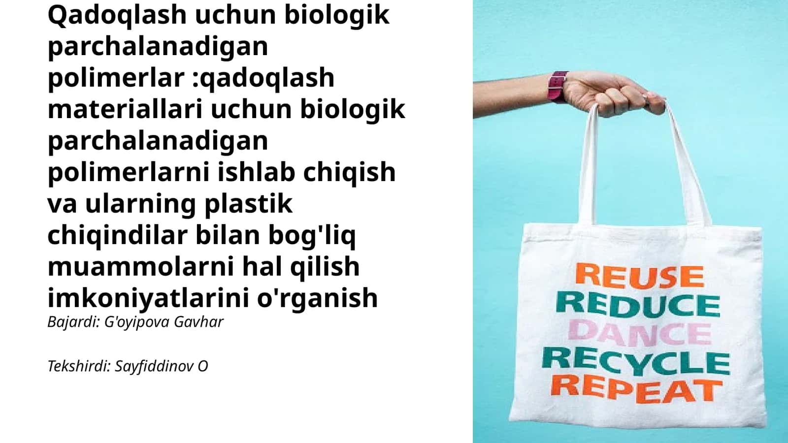Biologik parchalanadigan polimerlar va ularni ishlatishning muhimliklari 1
