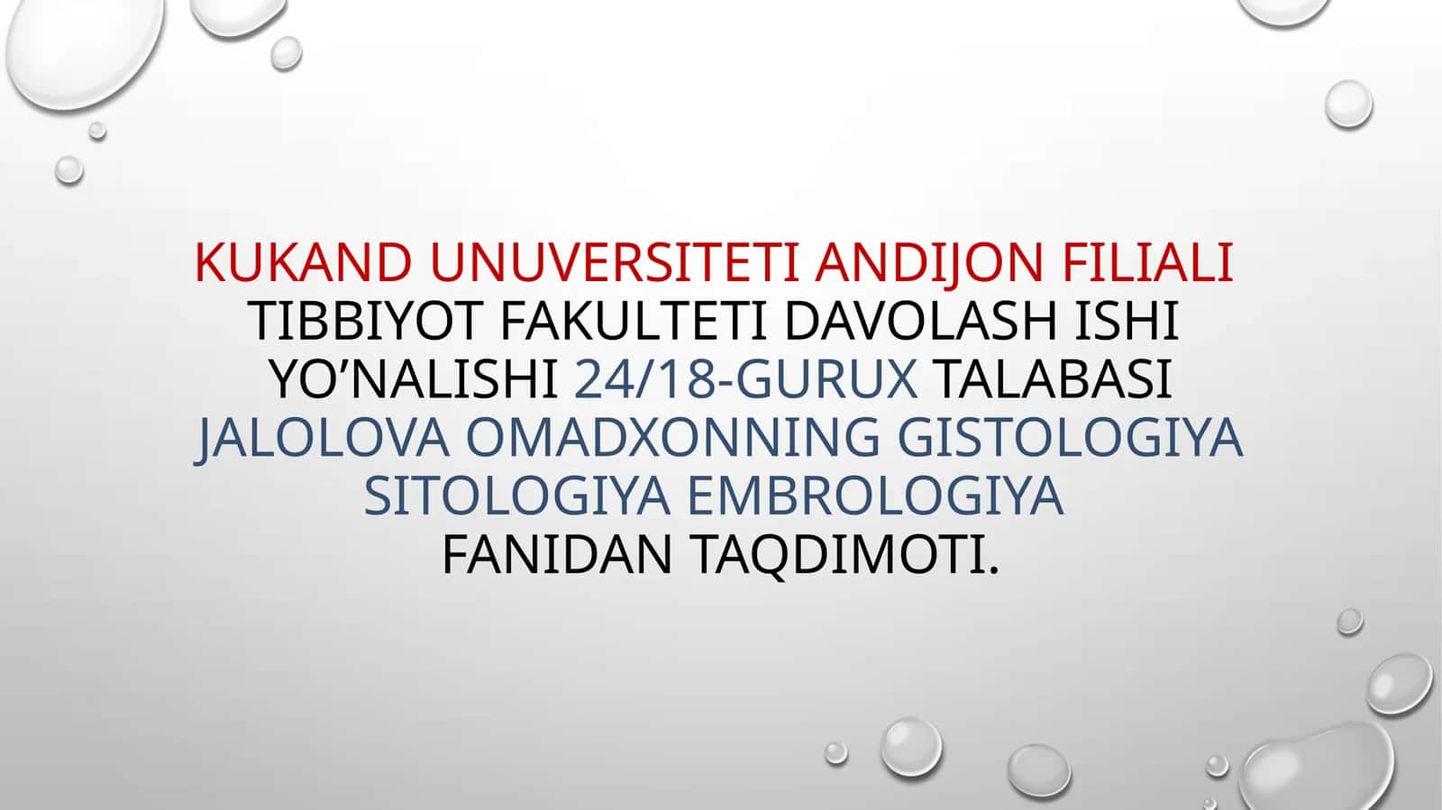 GISTOLOGIYA, SITOLOGIYA, EMBROLOGIYA 1