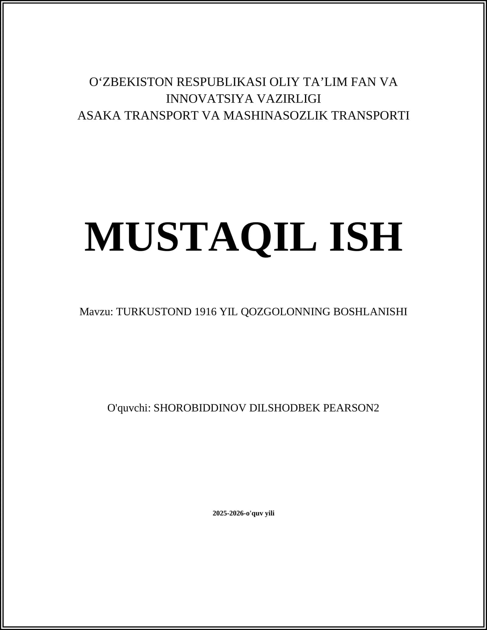TURKUSTOND 1916 YIL QOZGOLONNING BOSHLANISHI 1
