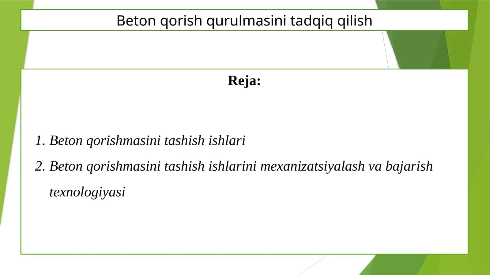 Beton qorish qurilmasini tadqiq qilish 1