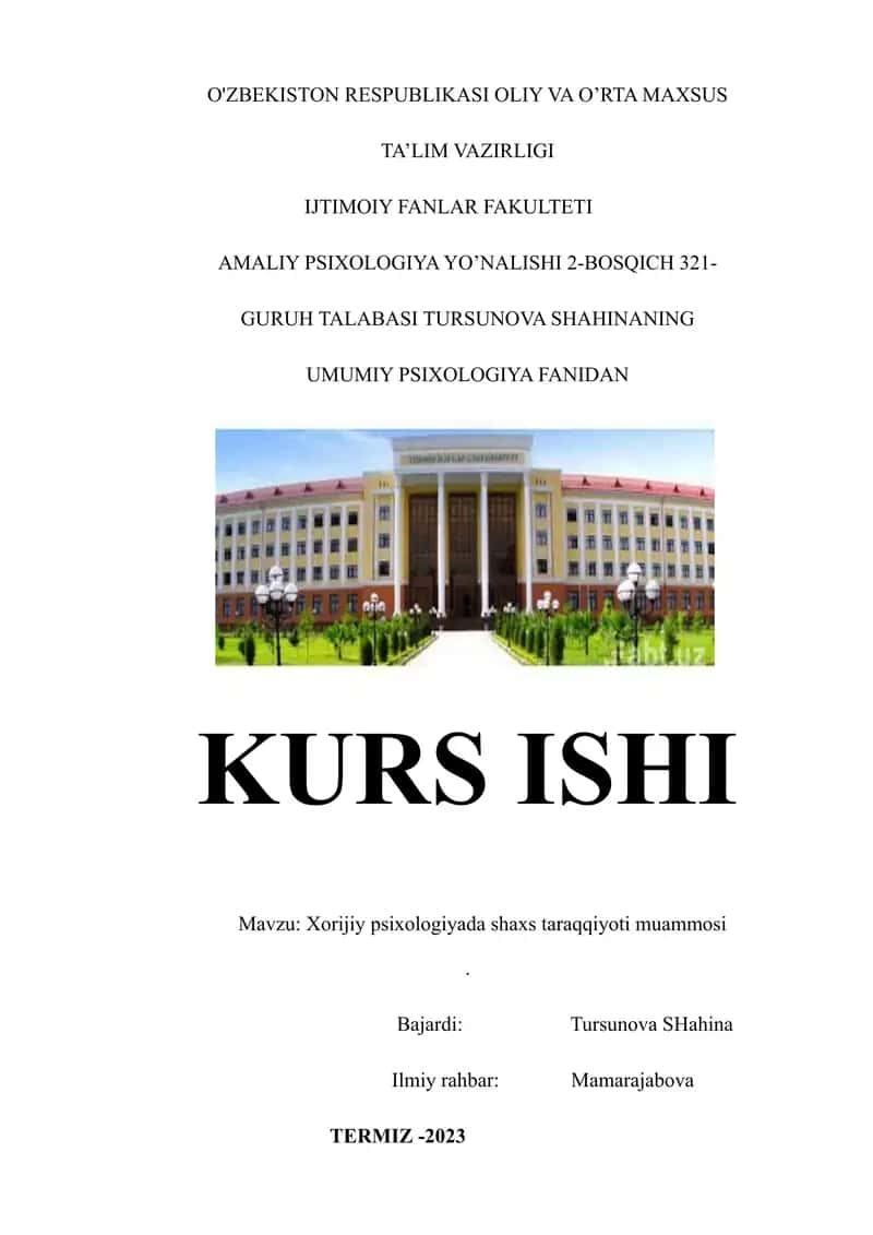 Xorijiy psixologiyada shaxs taraqqiyoti muammosi 1
