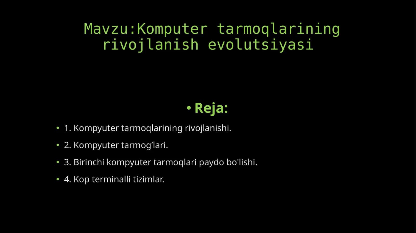 Kompyuter tarmoqlarining rivojlanishi evolutsiyasi 1