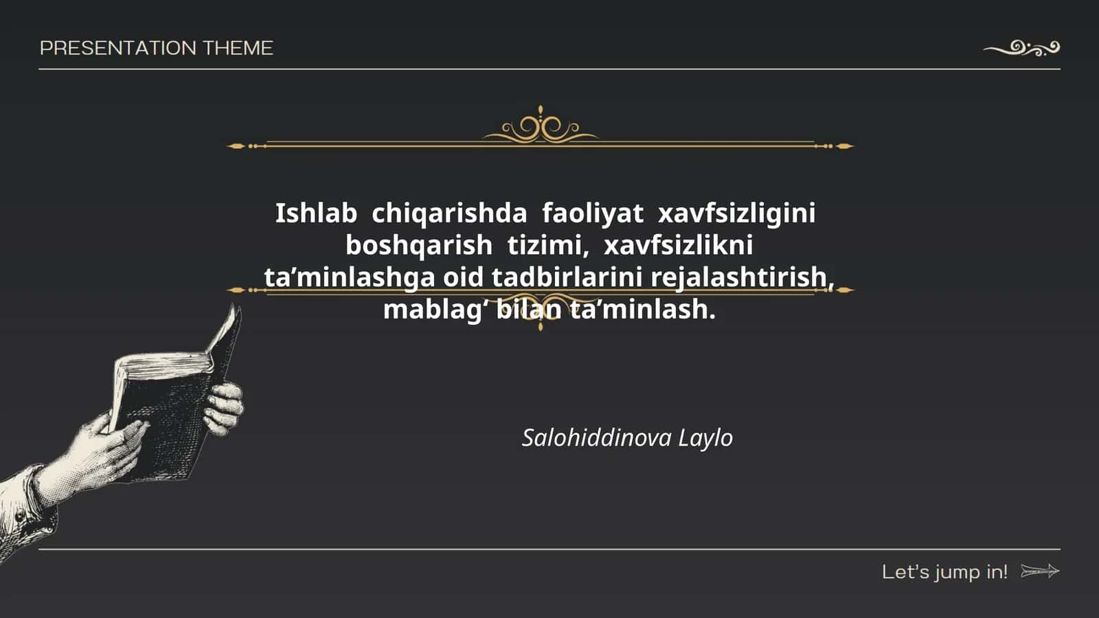 Ishlab chiqarishda faoliyat xavfsizligini boshqarish tizimi, xavfsizlikni ta’minlashga oid tadbirlarini rejalashtirish, mablag‘ bilan ta’minlash 1