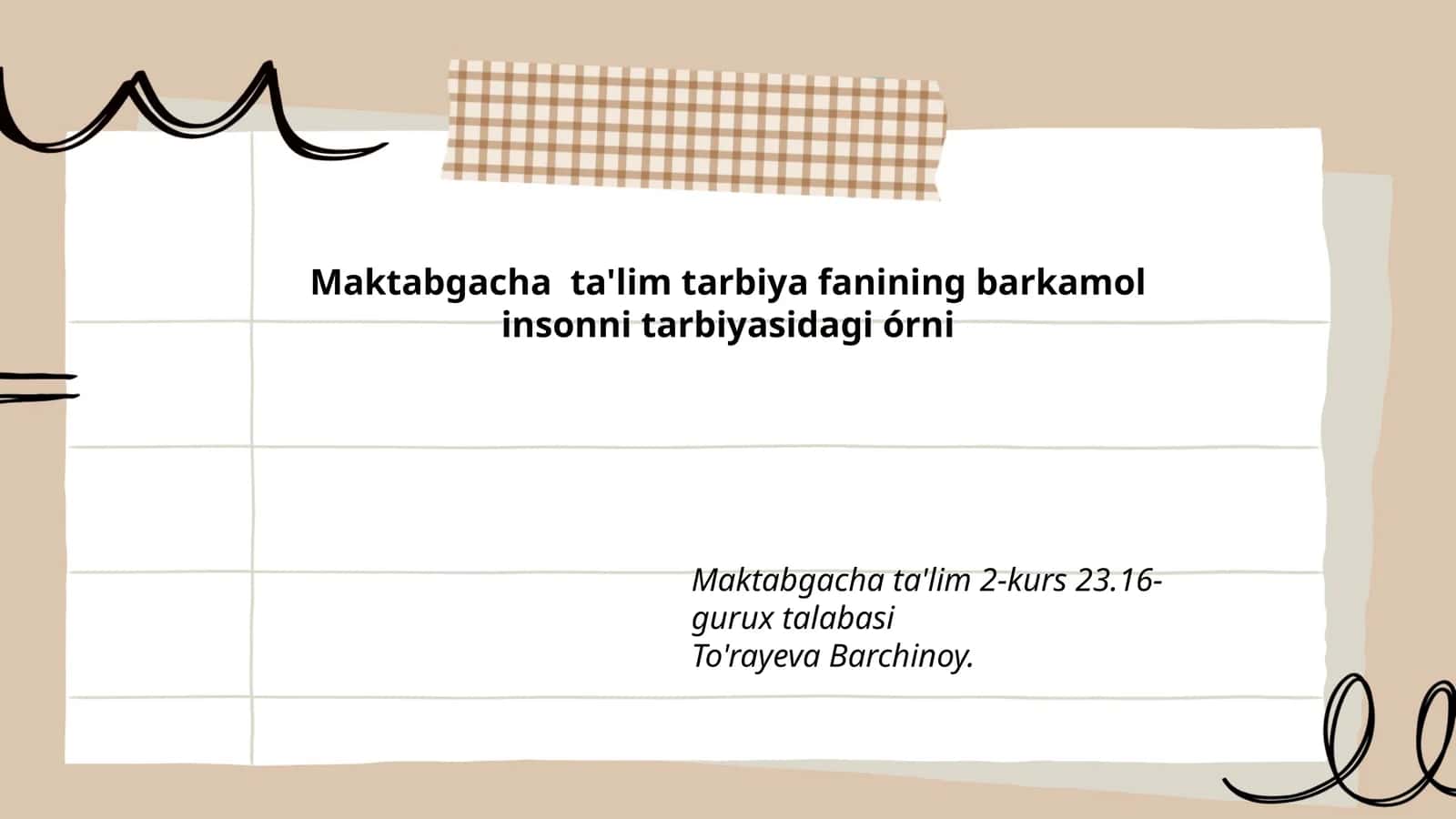 Maktabgacha ta'lim tarbiya fanining barkamol insonni tarbiyasidagi órni 1