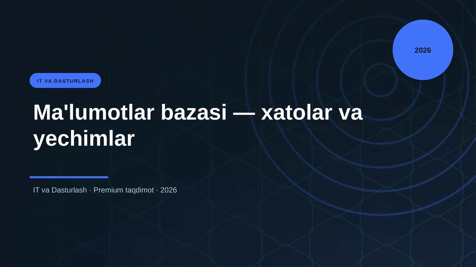 Ma'lumotlar bazasi — xatolar va yechimlar 1