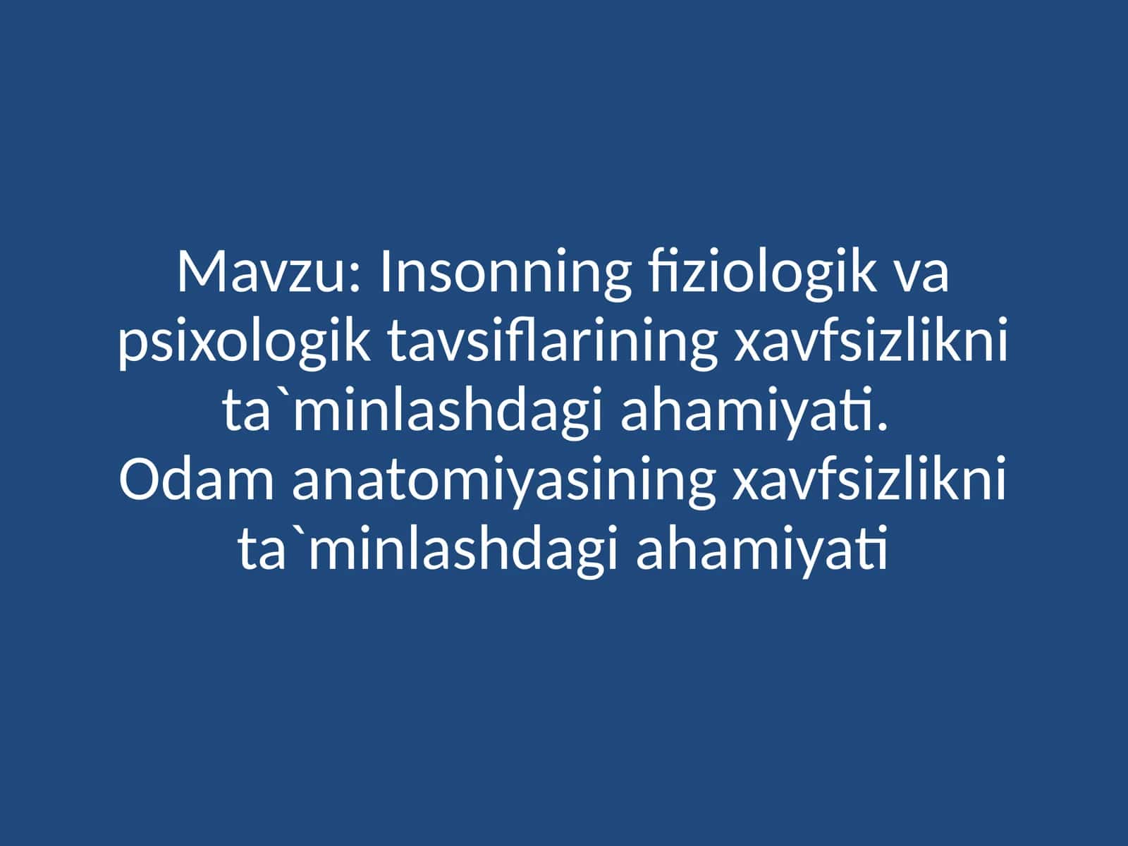 Insonning Fiziologik Tavsiflari va Xavfsizlik 1