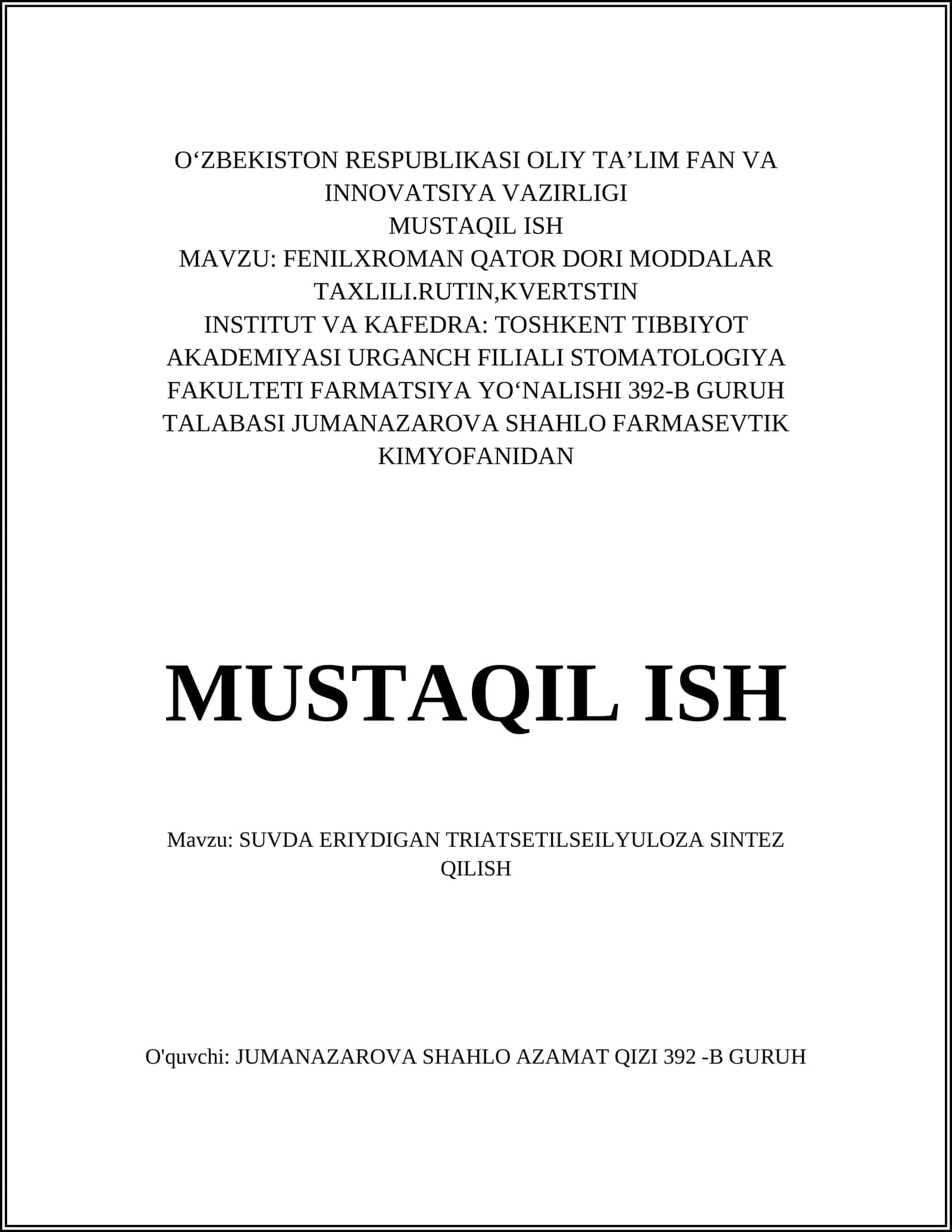 Triatsetilselüloza sintez qilish 1