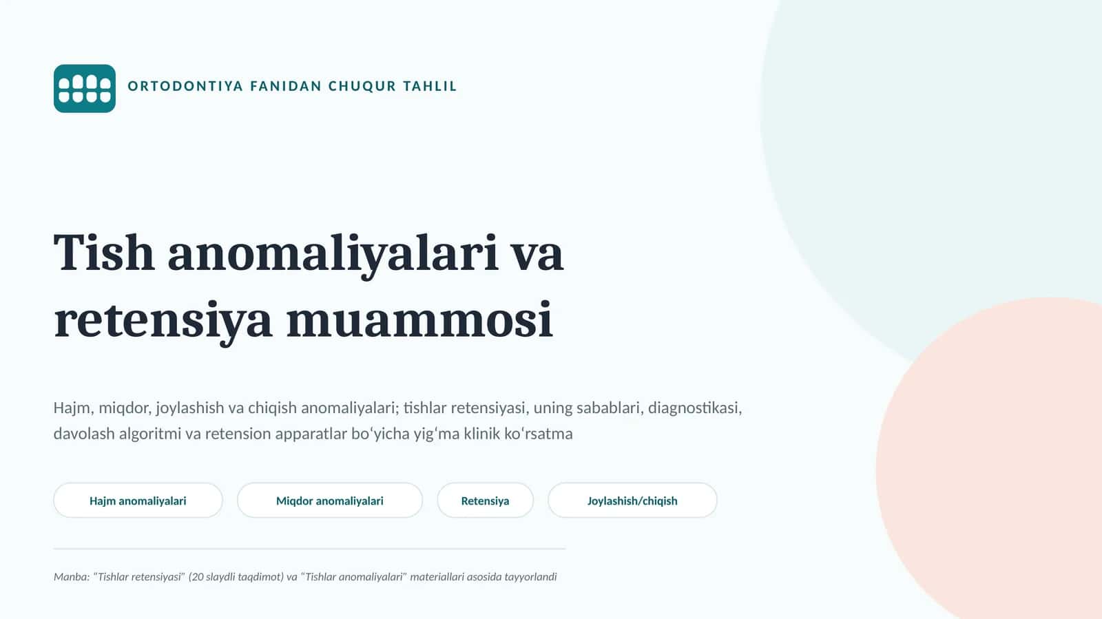ORTODONTIYA FANIDAN CHUQUR TAHLIL 1