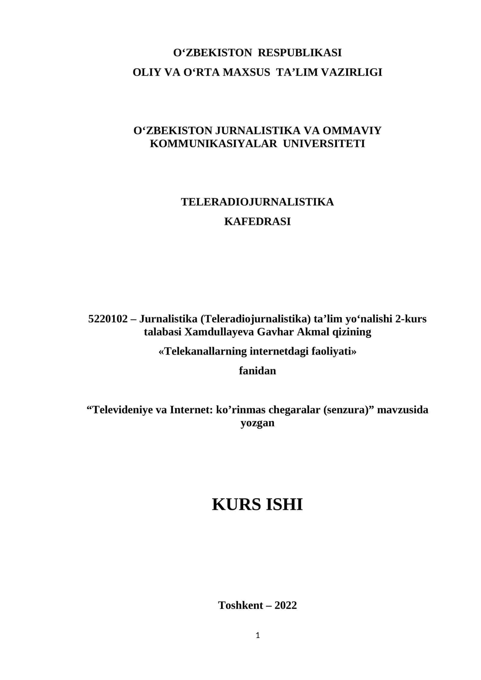 Telekanallarning internetdagi faoliyati 1