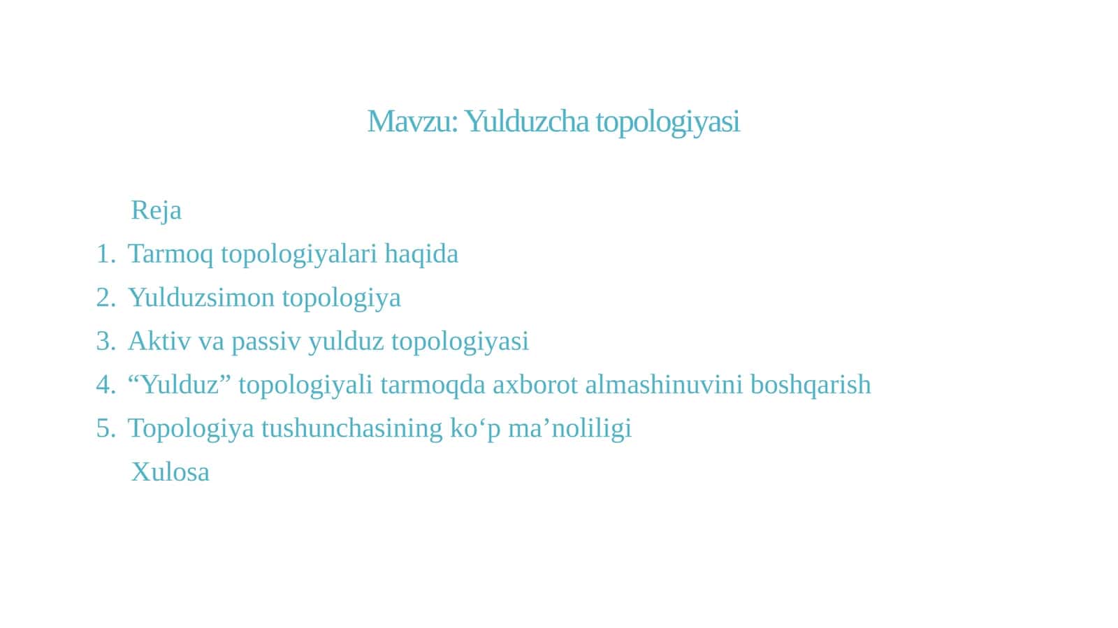 Yulduzcha topologiyasi 1