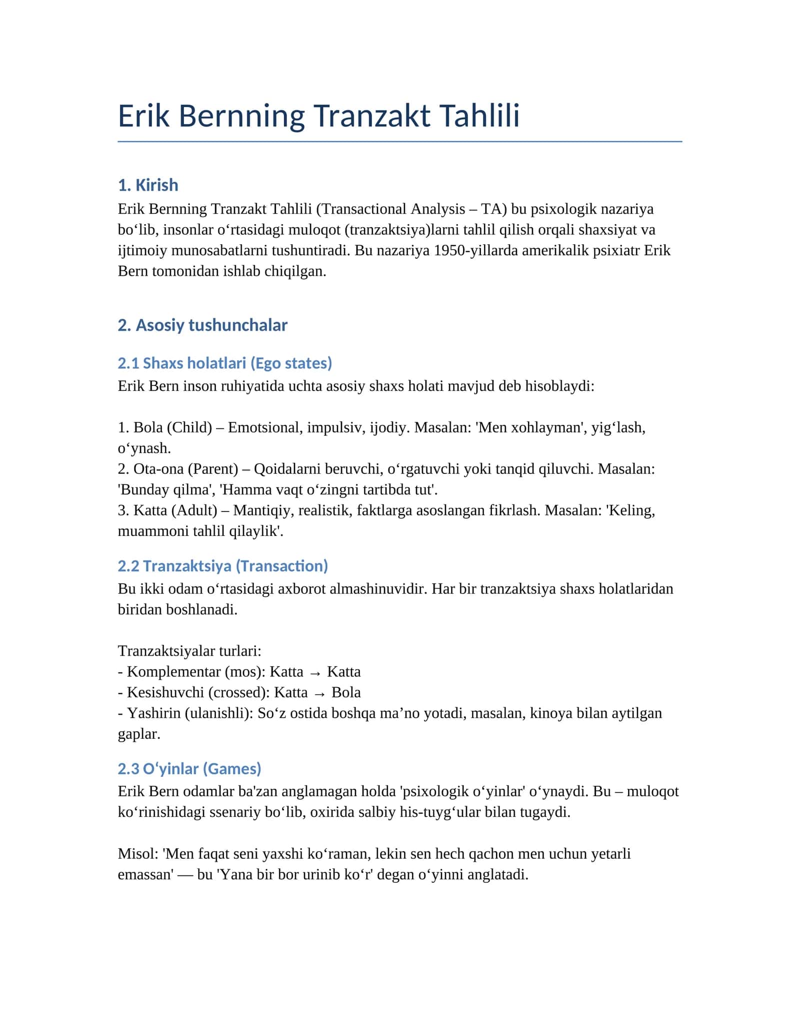 Erik Bernning Tranzakt Tahlili 1