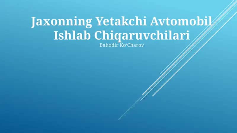Jaxonning Yetakchi Avtomobil Ishlab Chiqaruvchilari 1