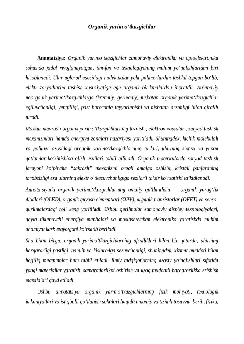 Organik yarim oʻtkazgichlar 1