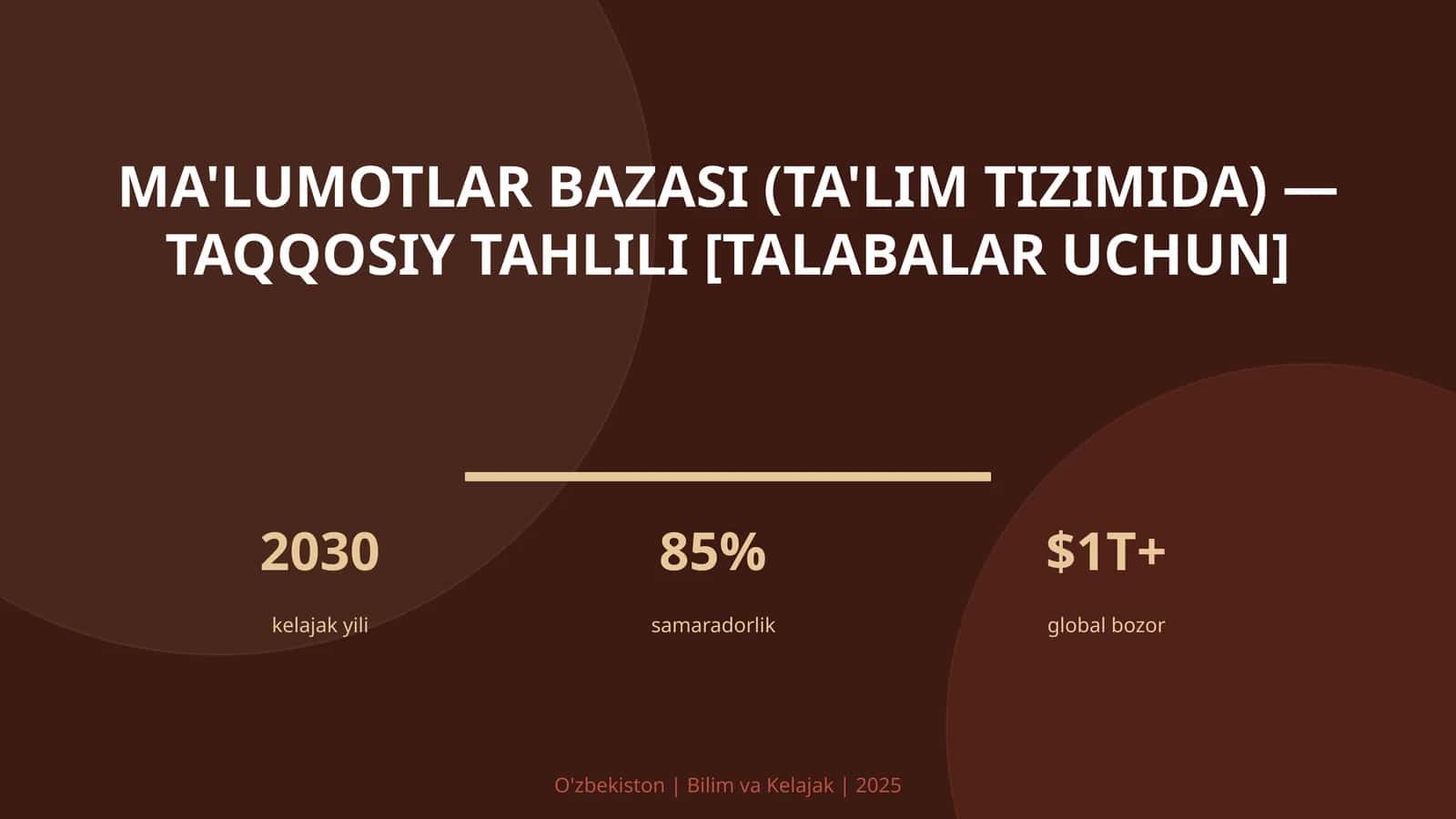 Ma'lumotlar bazasi (ta'lim tizimida) — taqqosiy tahlili [talabalar uchun] 1