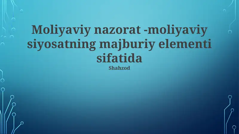 Moliyaviy nazorat 1