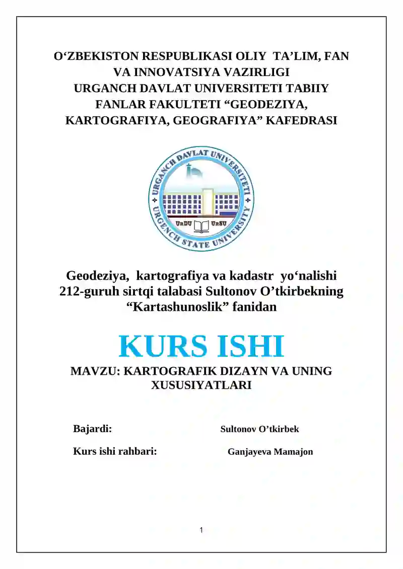 KARTOGRAFIK DIZAYN VA UNING XUSUSIYATLARI