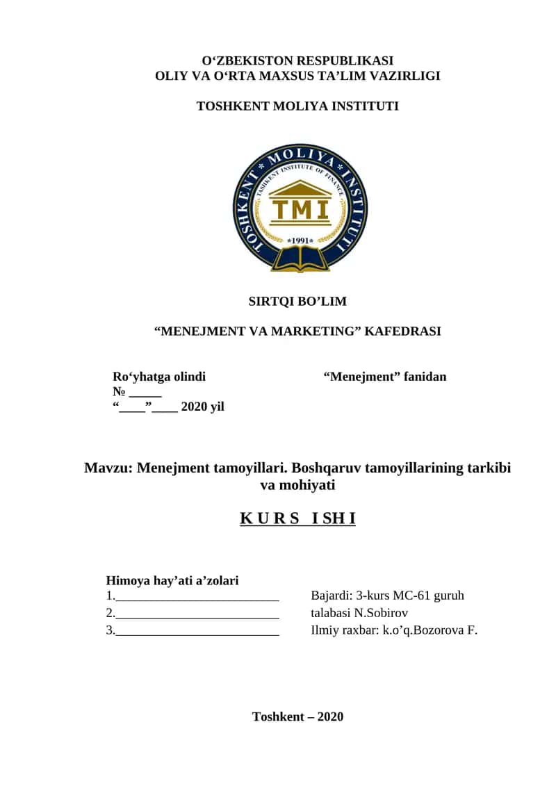 Menejment tamoyillari. Boshqaruv tamoyillarining tarkibi va mohiyati 1