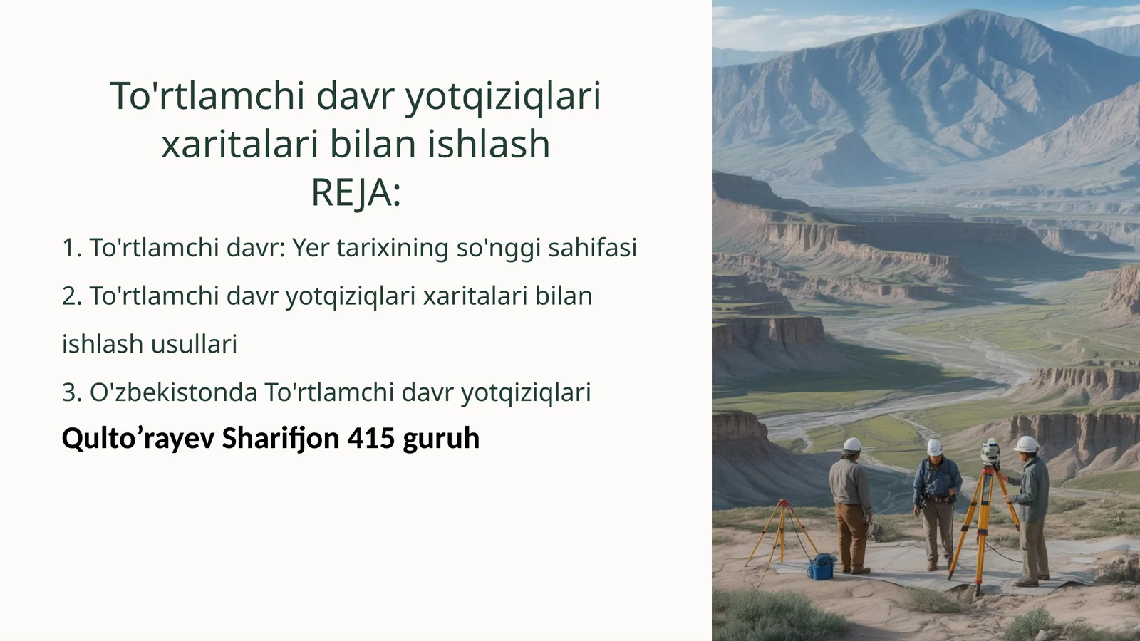 To'rtlamchi davr yotqiziqlari xaritalaribilanishlash 1