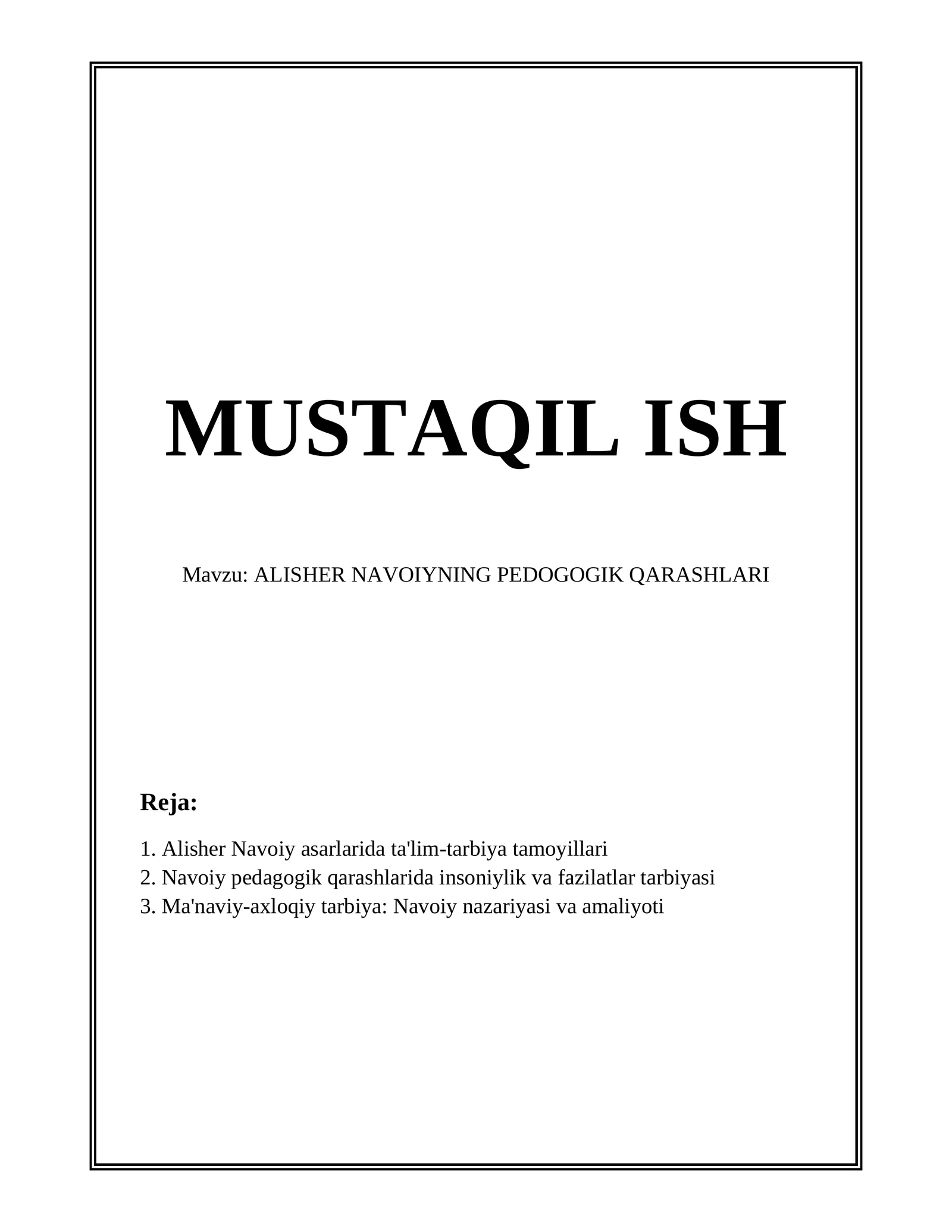ALISHER NAVOIYNING PEDOGOGIK QARASHLARI 1