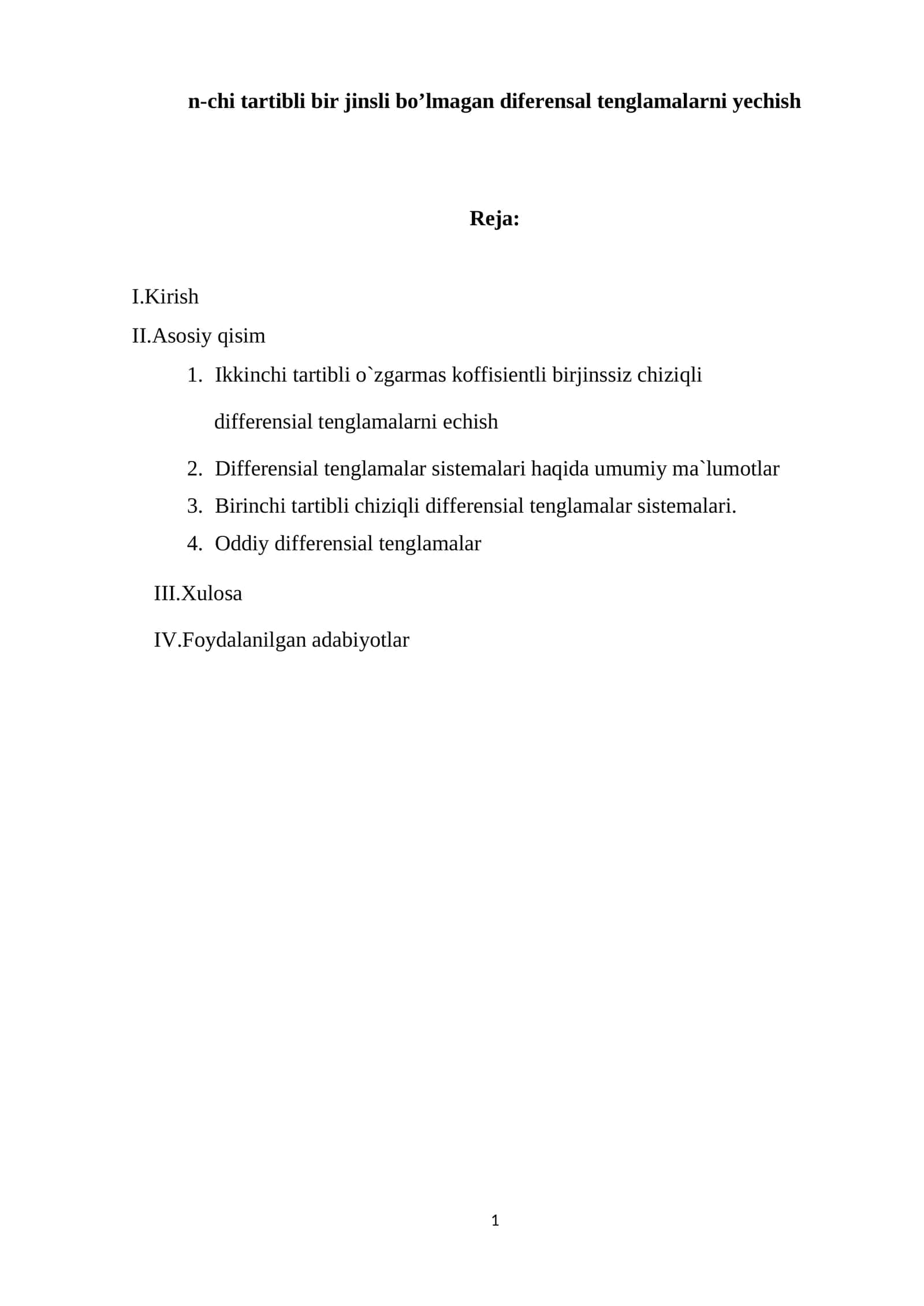 Differensial tenglamalarni yechish 1