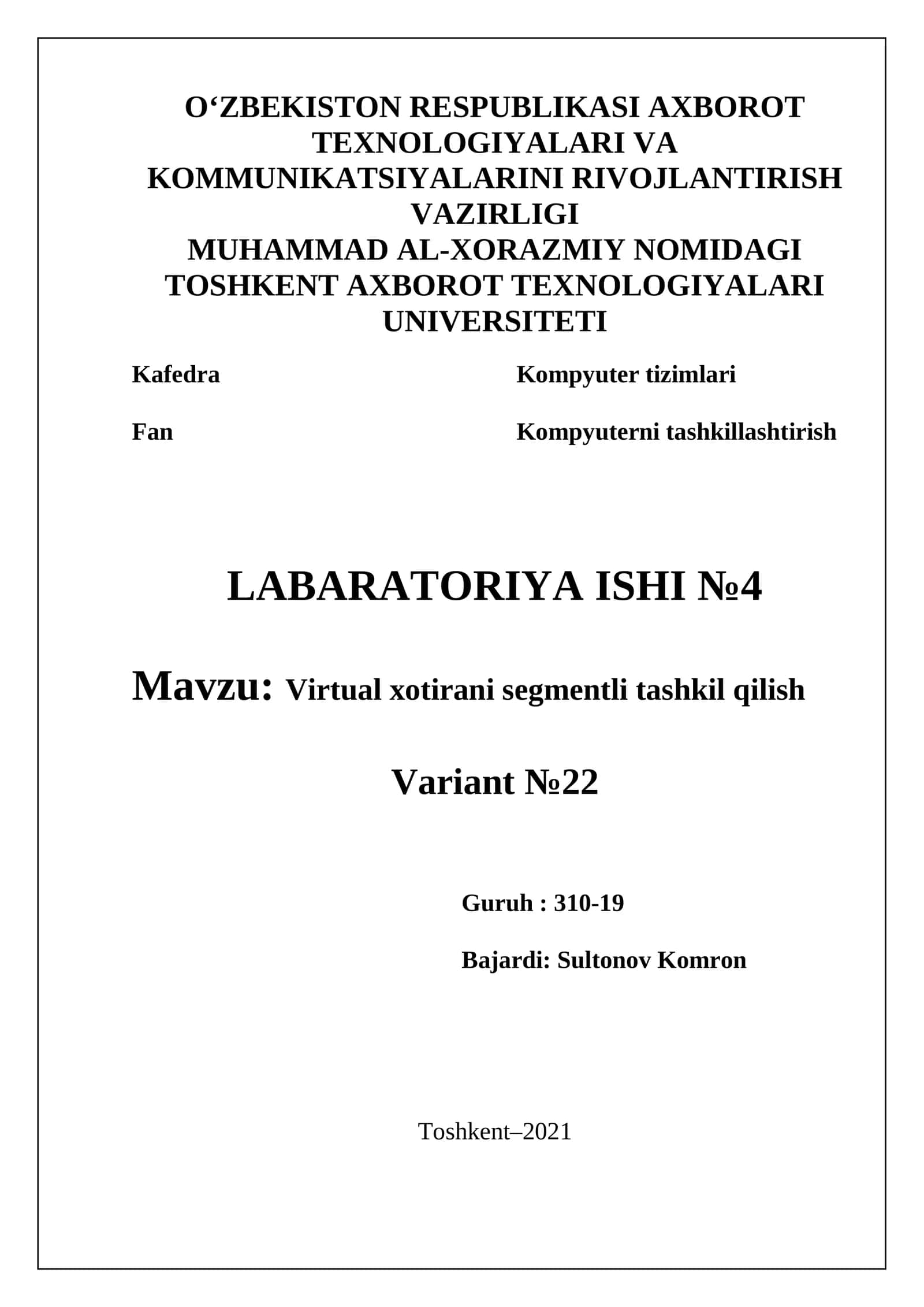 Virtual xotirani segmentli tashkil qilish 1