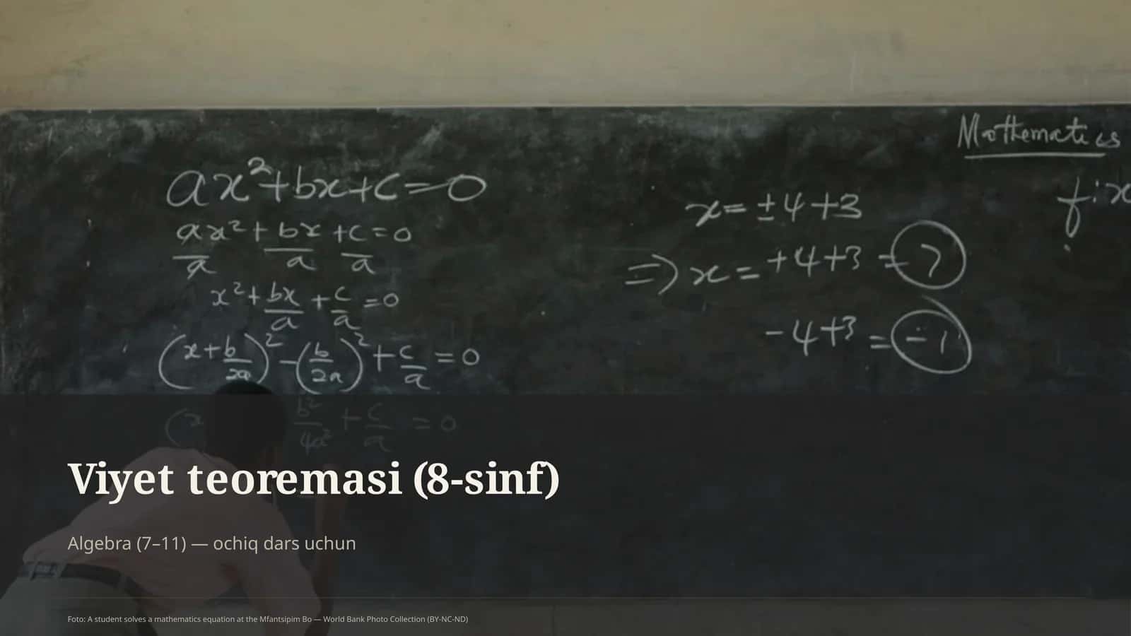 Viyet teoremasi (8-sinf) 1