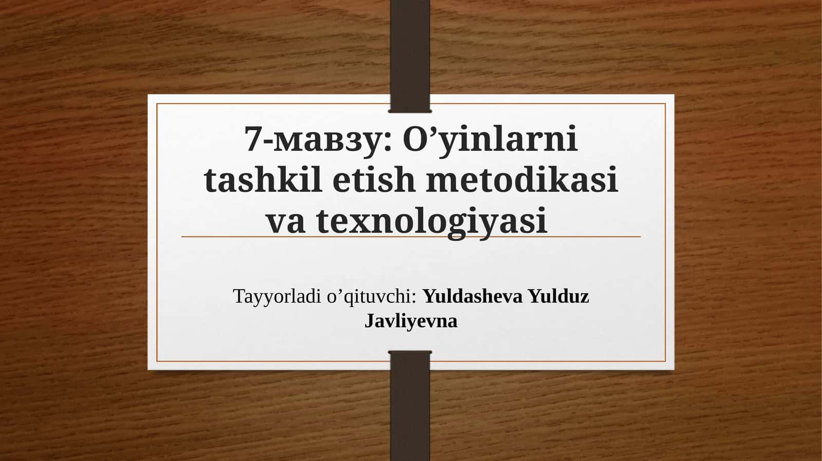 O’yinlarni tashkilotish metodikasi va texnologiyasi 1