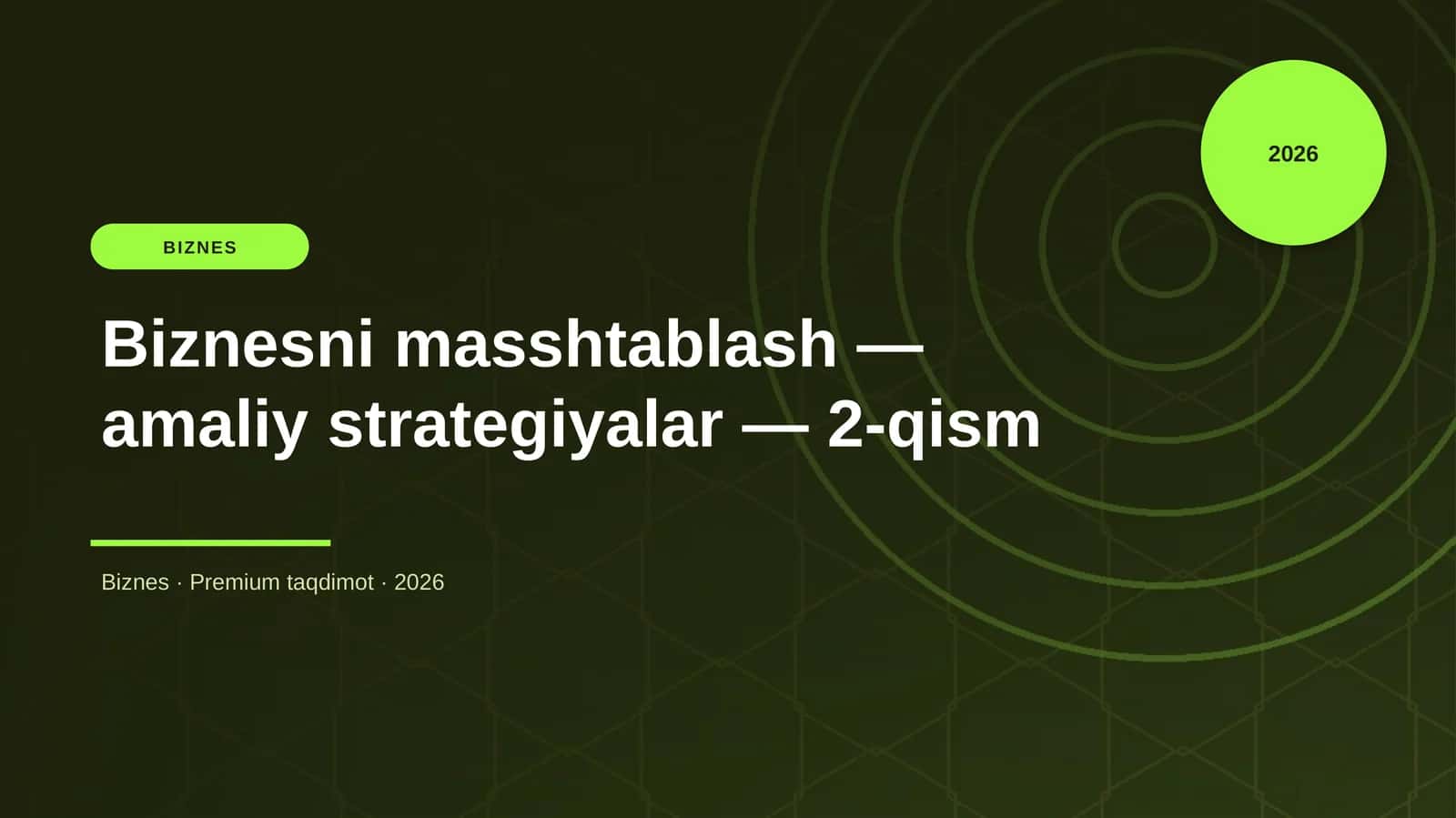 Biznesni masshtablash — amaliy strategiyalar — 2-qism 1
