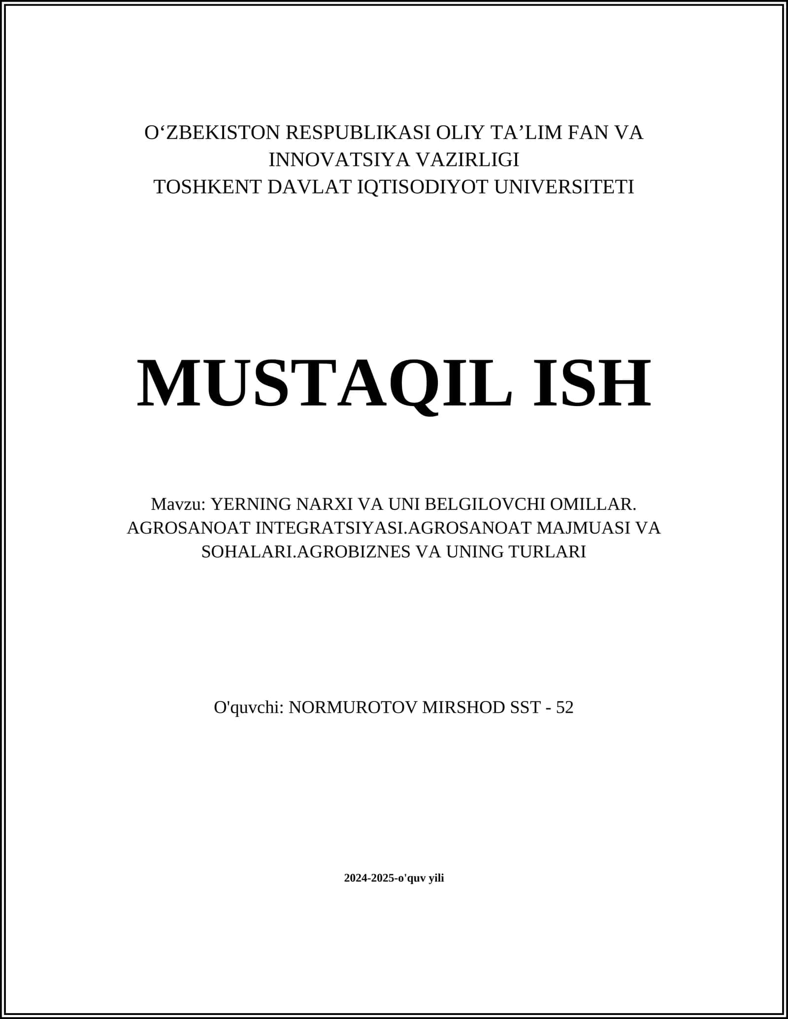 Yer resurslarining baholash usullari 1