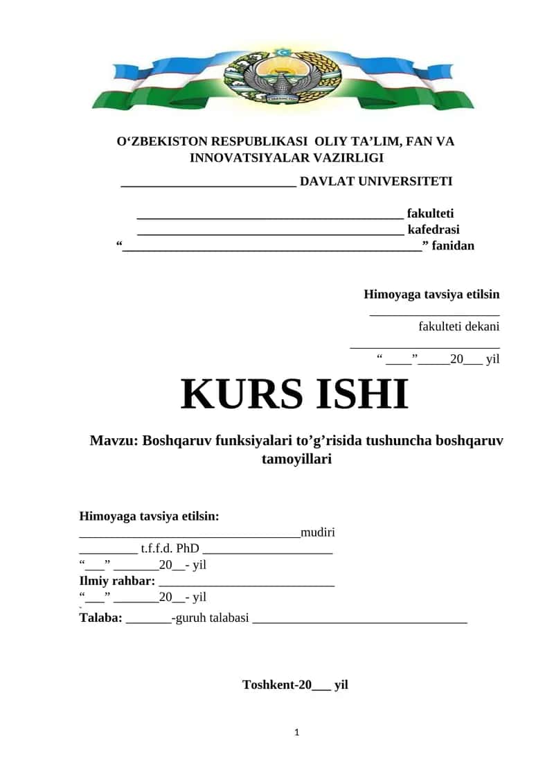 Boshqaruv funksiyalari to’g’risida tushuncha boshqaruv tamoyillari 1