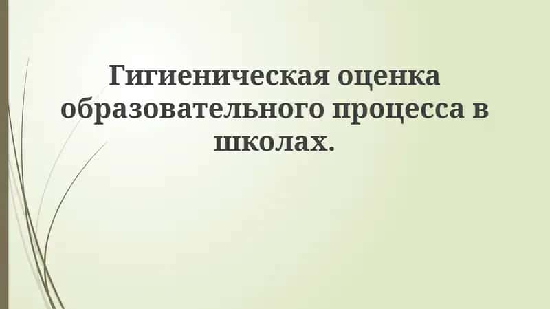 Гигиеническая оценка образовательного процесса в школах 1