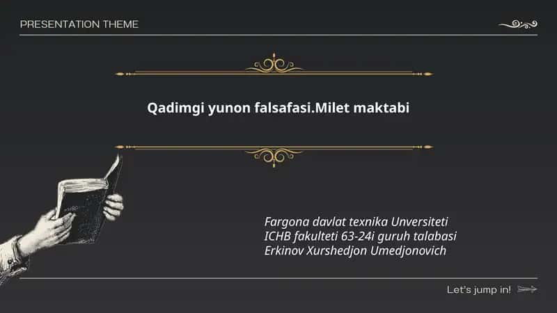 Qadimgi yunon falsafasi.Milet maktabi 1