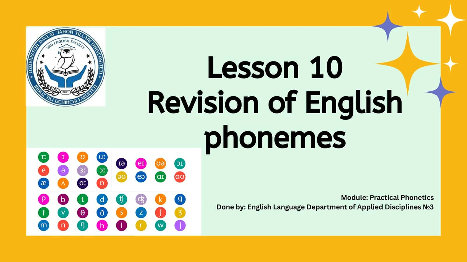 Lesson 10 Revision of English phonemes 1