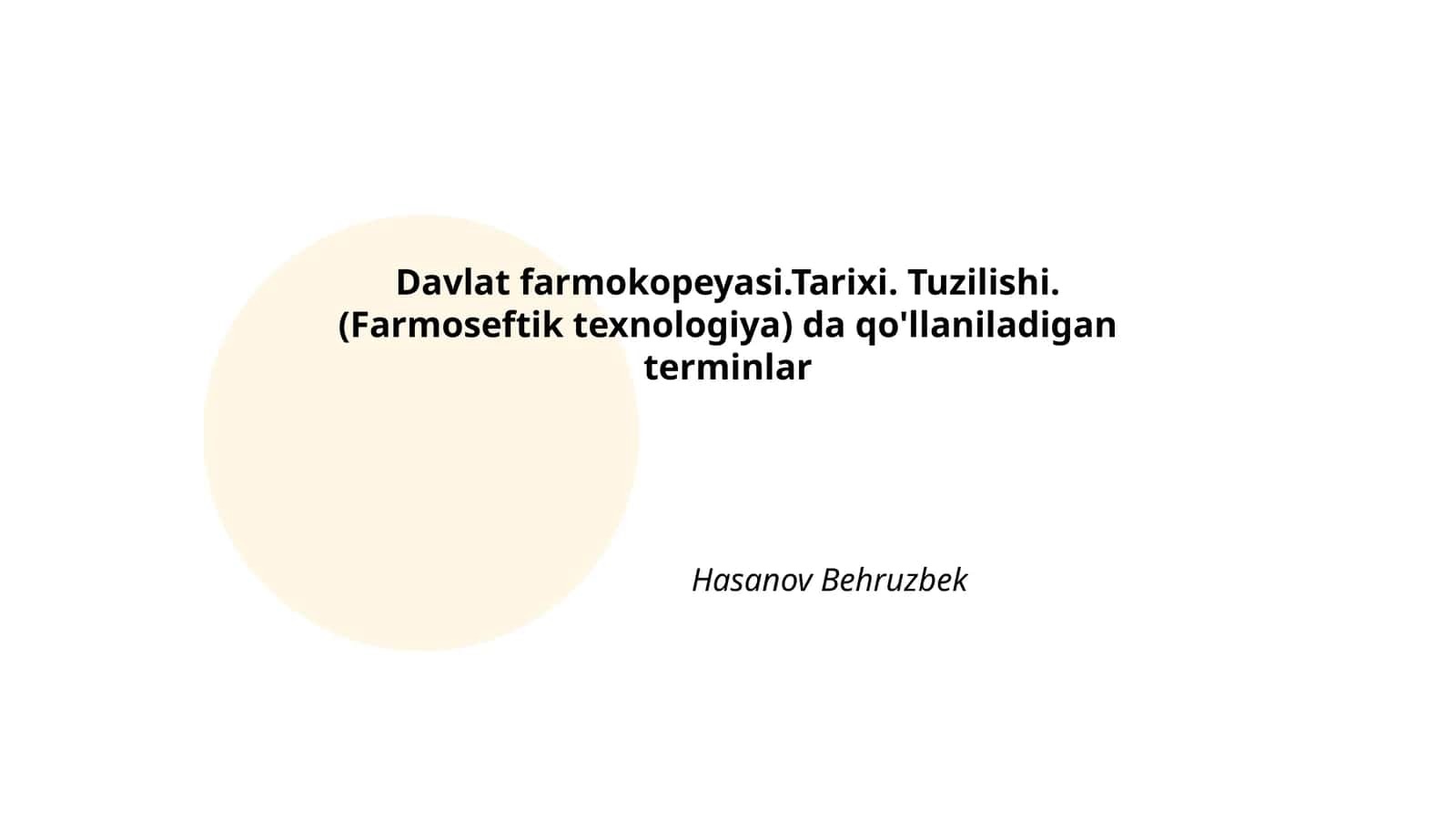Davlat farmokopeyasi.Tarixi. Tuzilishi. (Farmoseftik texnologiya) da qo'llaniladigan terminlar 1