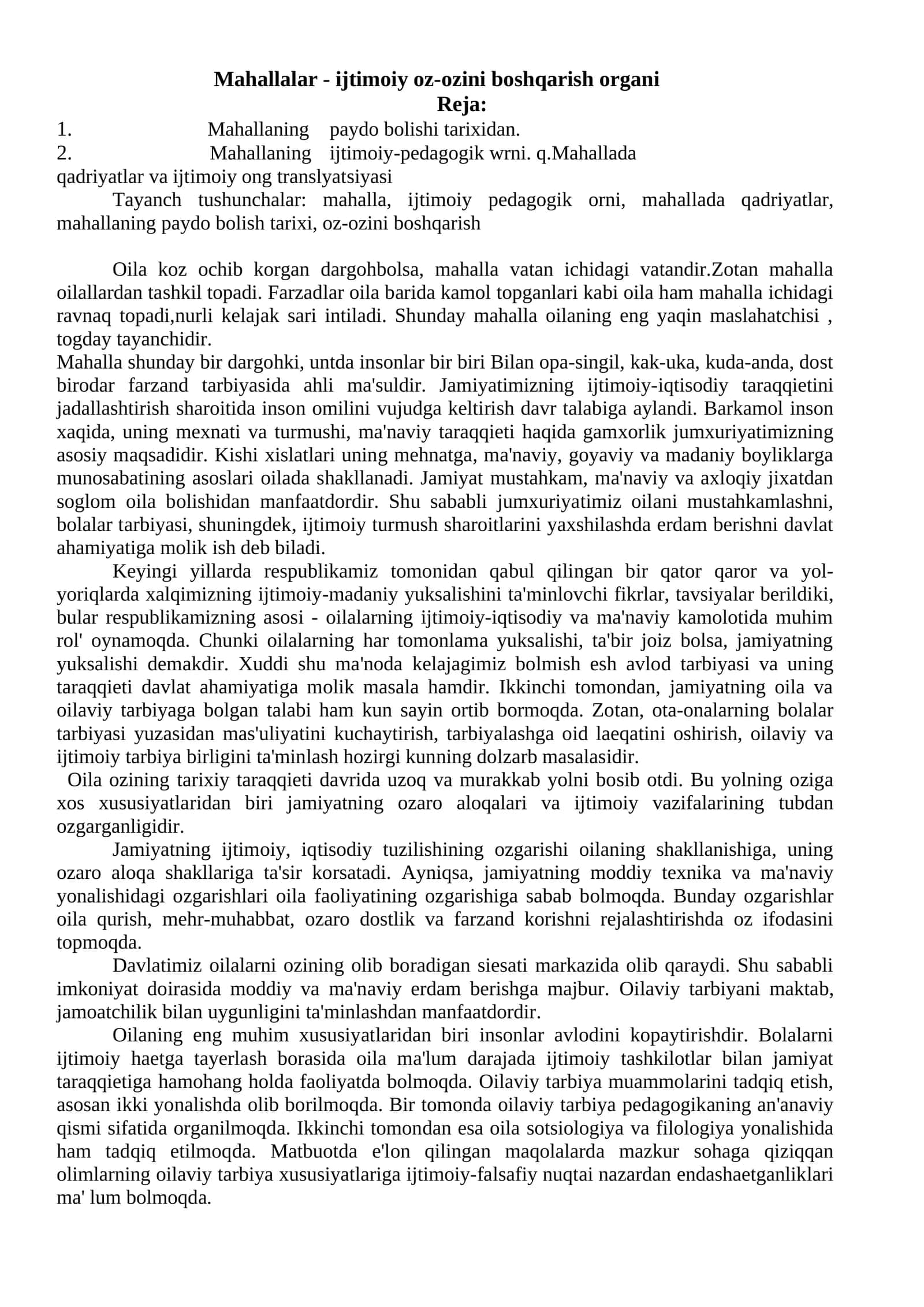 Mahallalar - ijtimoiy oz-ozini boshqarish organi 1
