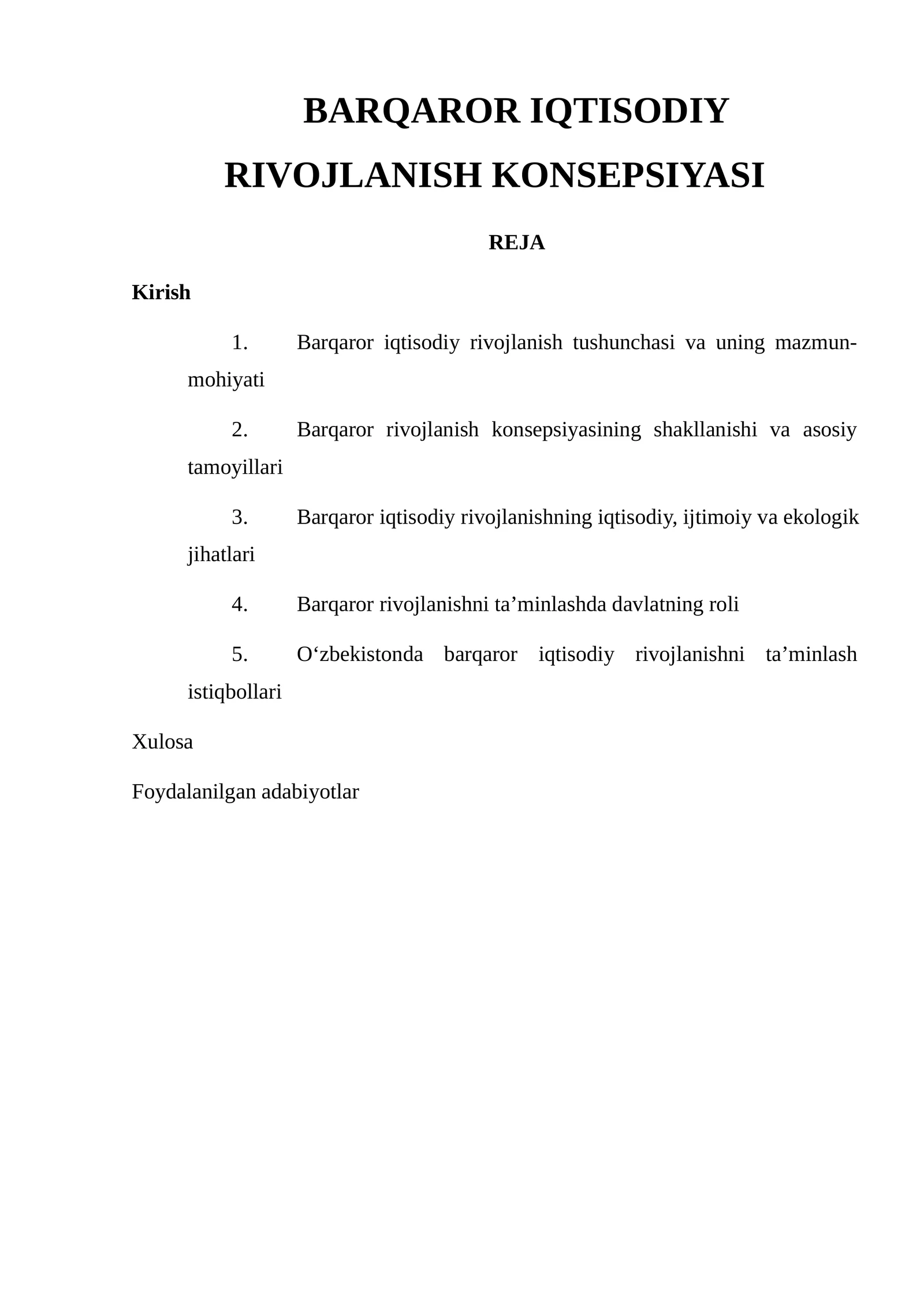 BARQAROR IQTISODIY RIVOJLANISH KONSEPSIYASI 1