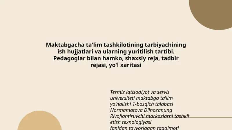 Normamatova Dilnozanung Rivojlantiruvchi markazlarni tashkil etish texnologiyasi 1