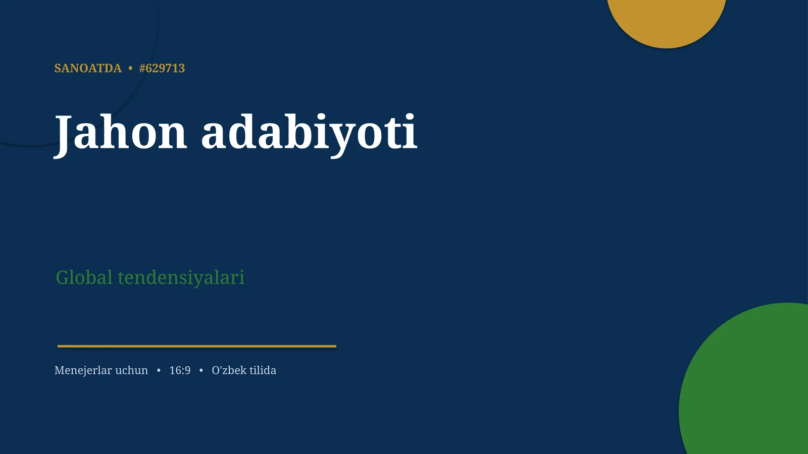 Jahon adabiyoti Global tendensiyalari 1