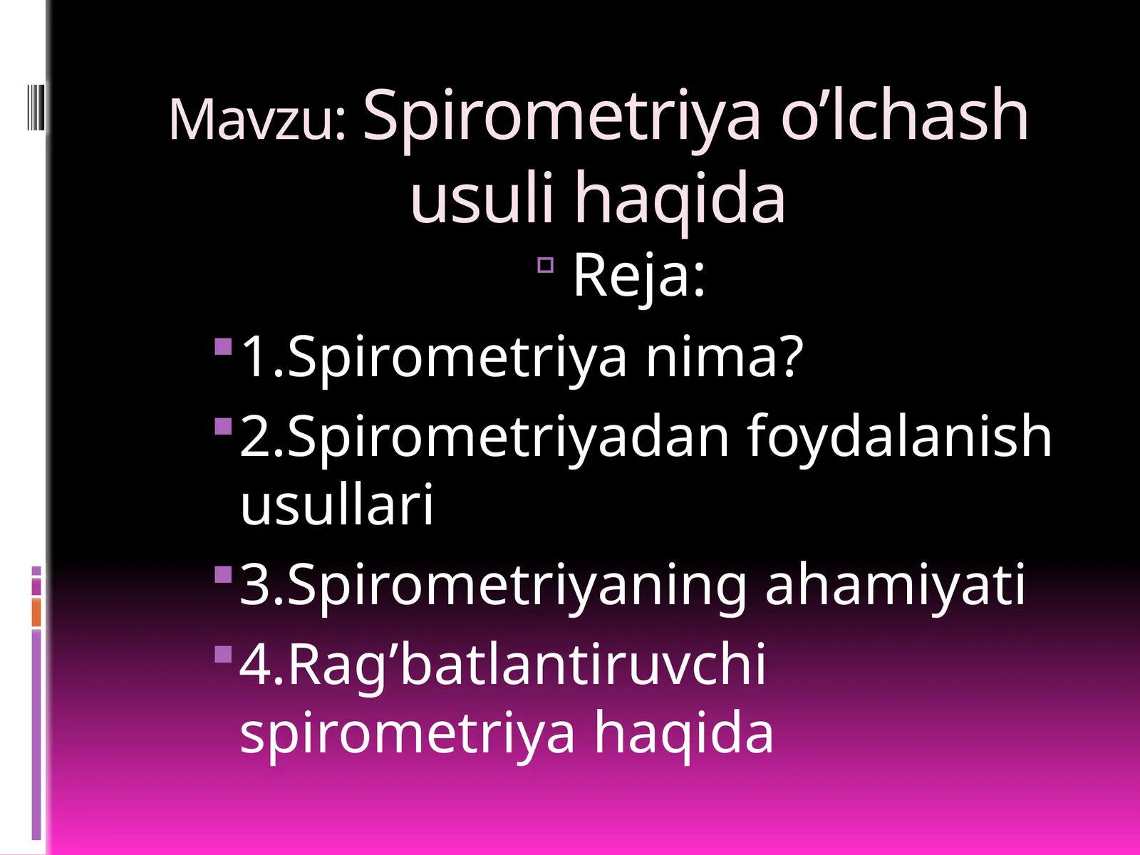 Spirometriya o’lchash usuli haqida 1